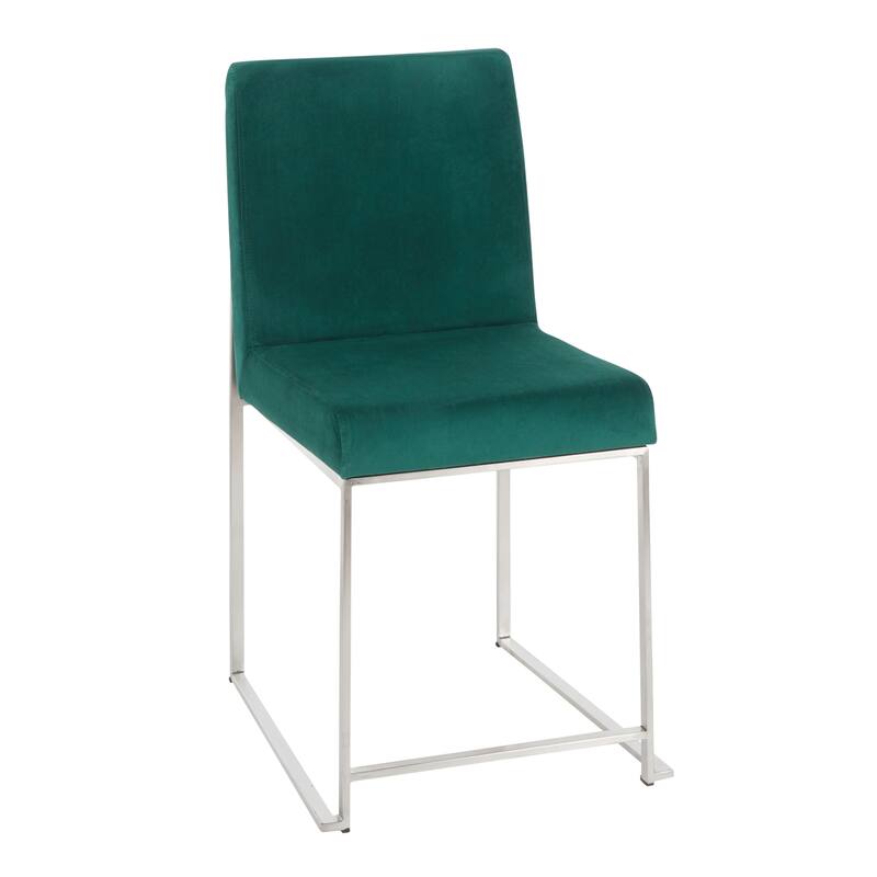 Silver Orchid Forrest High Back Stainless Steel Dining Chair (Set of 2) - Green Velvet