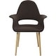 preview thumbnail 30 of 71, Organic Upholstered Fabric Modern Armchair with Natural Wooden Legs for Dining Room Office or Accent Lounge Side Chair Brown