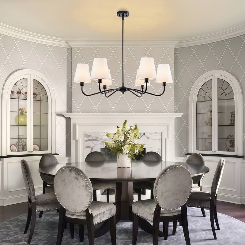 Starsky 6-Light Modern Classic Chandelier with White Linen Shades