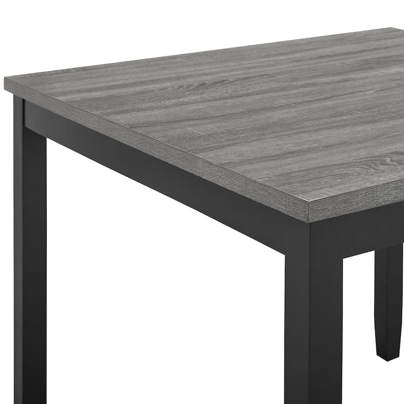 Phy 5pc Counter Table and Chairs Set, Nailheads, Tufted Gray Fabric, Black