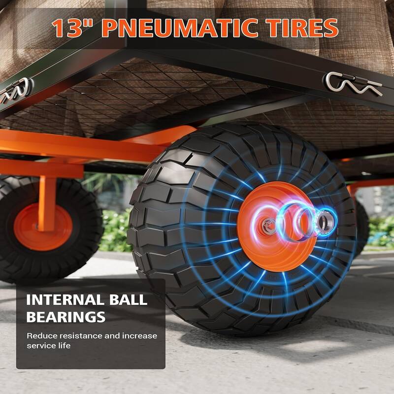 1200 lb Capacity Steel Garden Cart Black and Orange