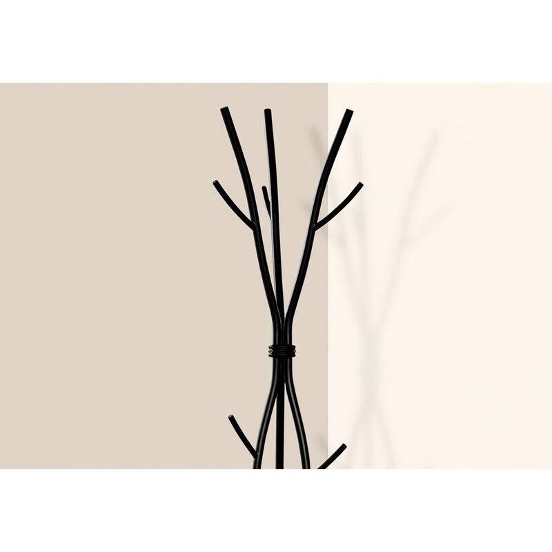 74-Inch Tall Freestanding Coat Rack with Metal Frame 11 Hooks Entryway Umbrella Stand - 74'' H X 18.5'' W X 18.5'' D