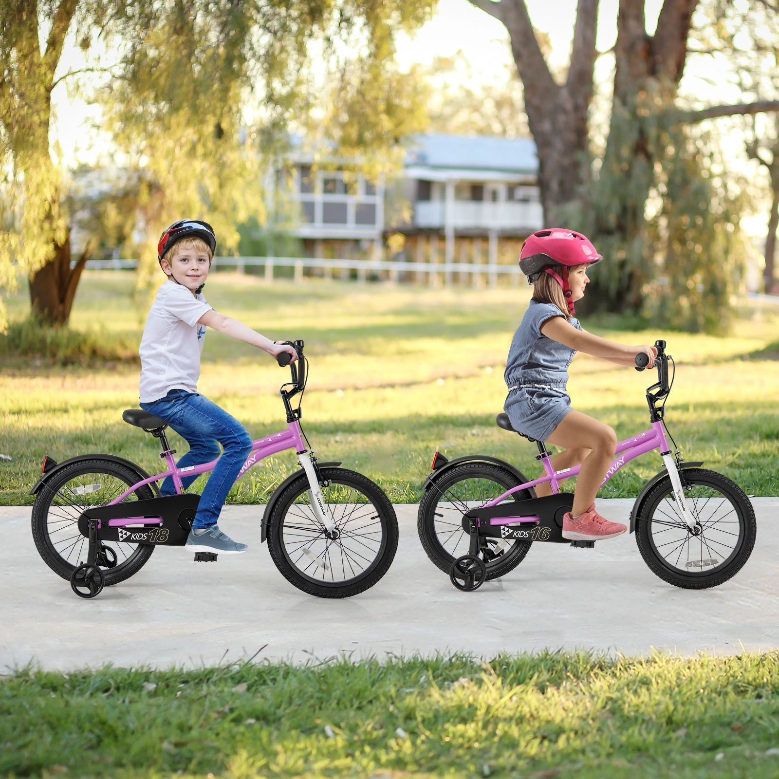 Purple Adjustable Toddler Bicycle Steel Frame and Dual Brakes