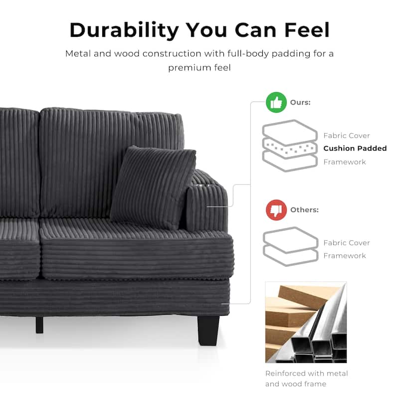 Furniture of America Xenia Modern Chenille Sofa with Cup Holders and USB Ports