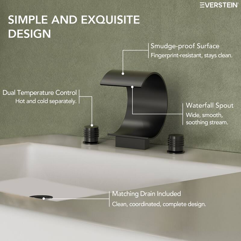 Widespread Bathroom Faucet 3 Hole, 2-handle Bathroom Sink Faucet with Drain Assembly