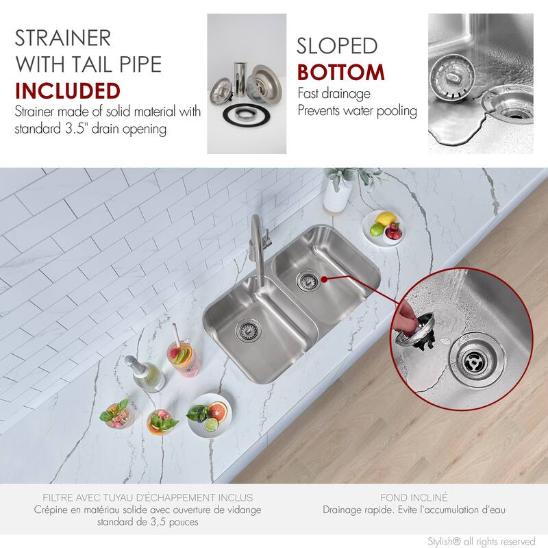 Dual-Mount 31 1/4" Stainless Steel Double Bowl Kitchen Sink S-200T - 31.25