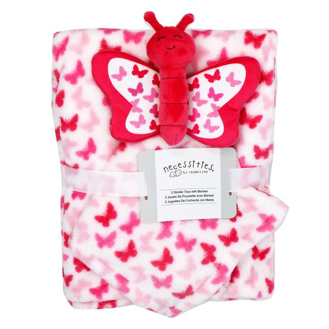 Baby Boys and Girls Blanket And Nunu Set - Pink/White