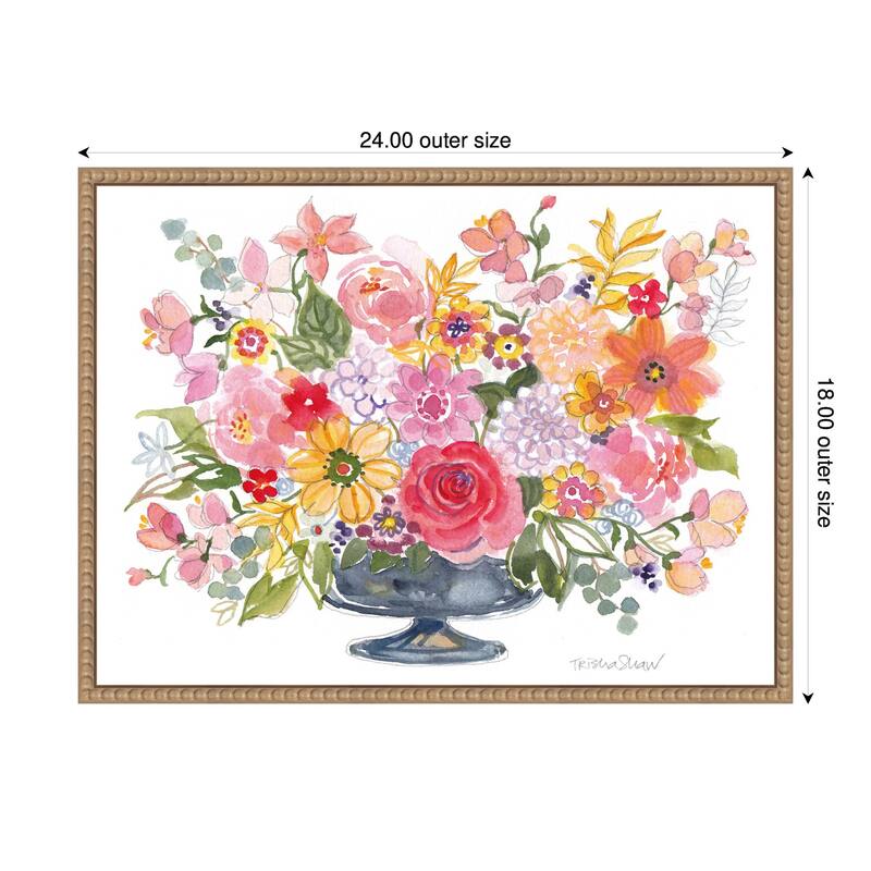 Kate and Laurel Sylvie Bright Floral Juicy Arrangement With Pencil Framed Canvas by Patricia Shaw