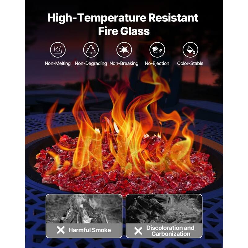 Red Fireproof Glass Blocks Heat Resistant for Fire Pits - 3/4 inch