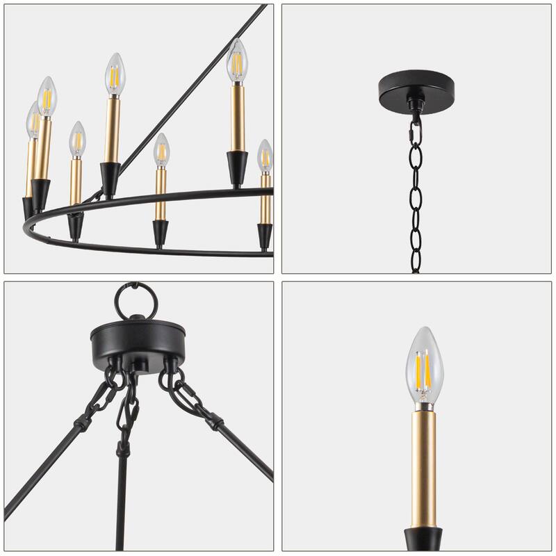 15-Light Wagon Wheel Chandelier Farmhouse Chandelier Traditional Chandelier for Dining Room - 15Light