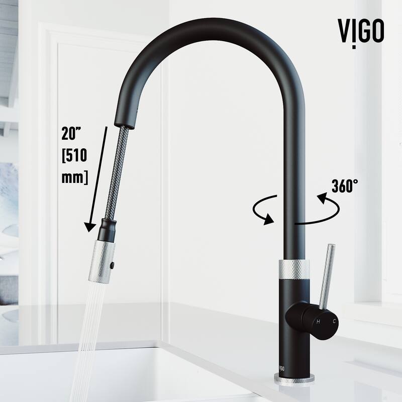 VIGO Bristol 19" H Single Handle Pull-Down Sprayer Kitchen Faucet