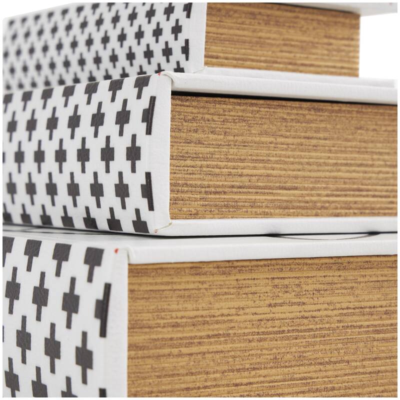 Faux Leather or Linen Fabric Book Storage Box - Set of 3 White, Beige, Black, Red or Light Gray - Roche River Decor