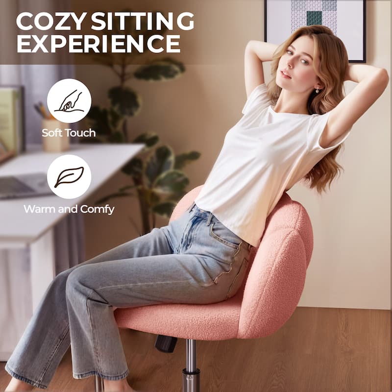 Yaheetech Upholstered Desk Chair Rolling Computer Chair with Cloud-shaped Backrest