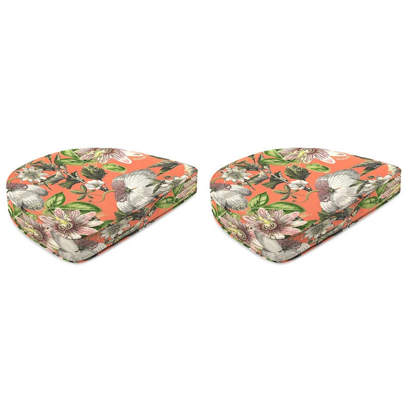 19" x 17" Contoured Outdoor Seat Cushion with Welt - Set of 2 - 17'' L x 18.5'' W x 4'' H - Adley Cappuccino