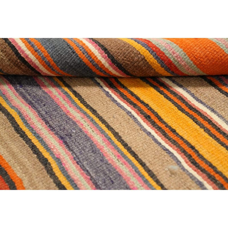 Hand Woven Oriental 100% Wool Carpet Southwestern Geometric Multi-Colored Kilim Area Rug - 8' 10'' X 4' 10''