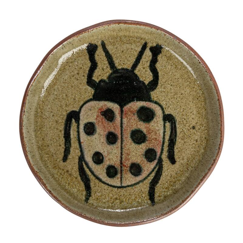 Stoneware Plate Set with Insect and Bird Designs