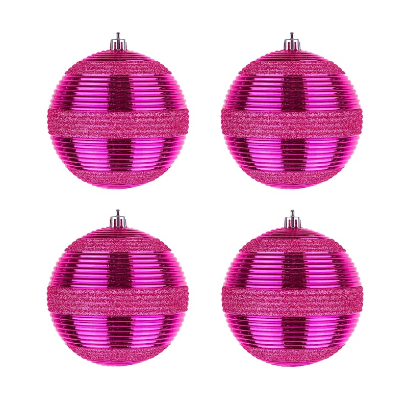 National Tree Company 4-Piece Shatterproof Swirling Pink Ornaments - 4 in