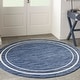preview thumbnail 31 of 63, Nourison Essentials Indoor/Outdoor Solid Area Rug 4' Round - Navy/Ivory
