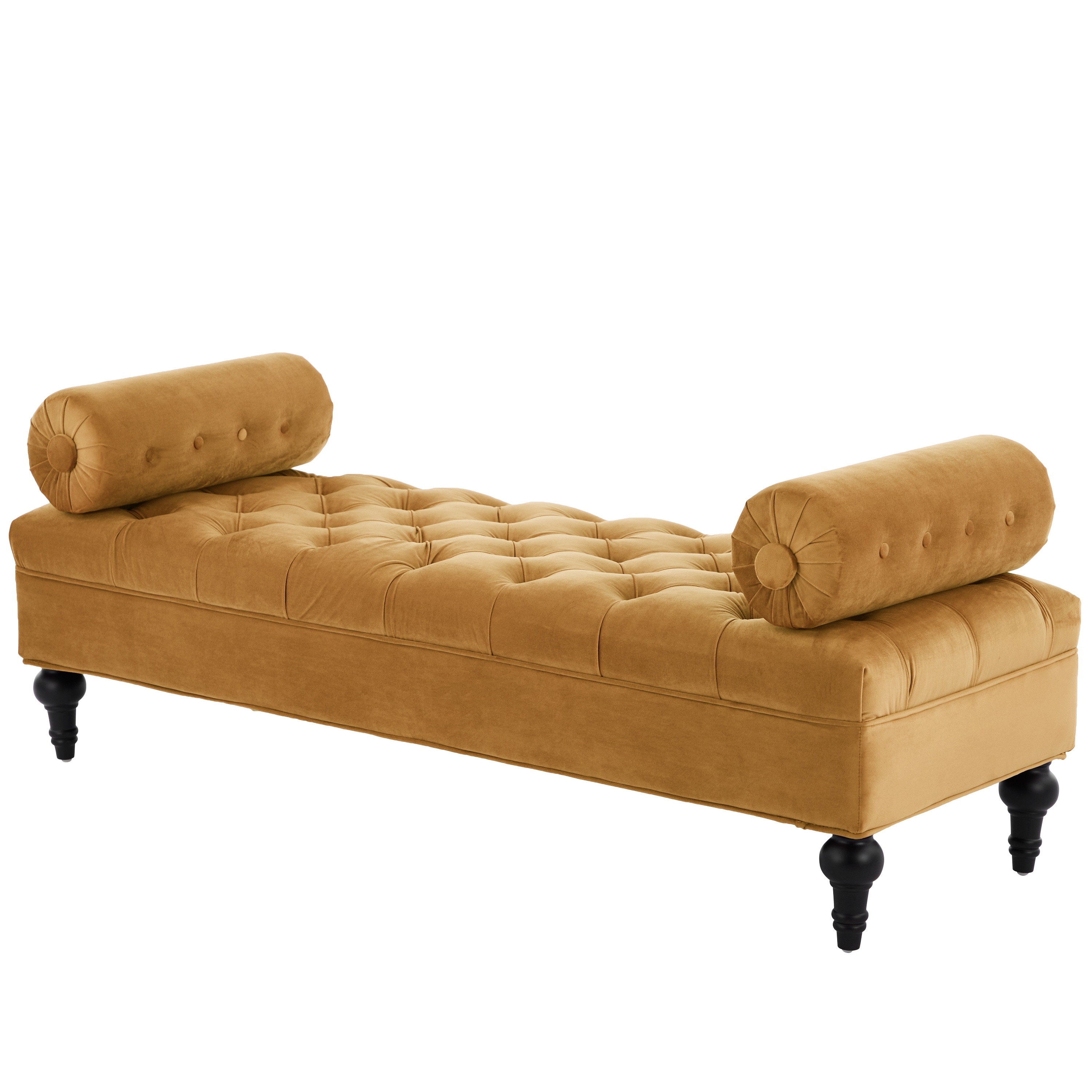 Modern Bedroom Bench Yellow End of Bed Bench with 2 Detachable Pillows, Upholstered Footstool Indoor Bench Lounge Bench