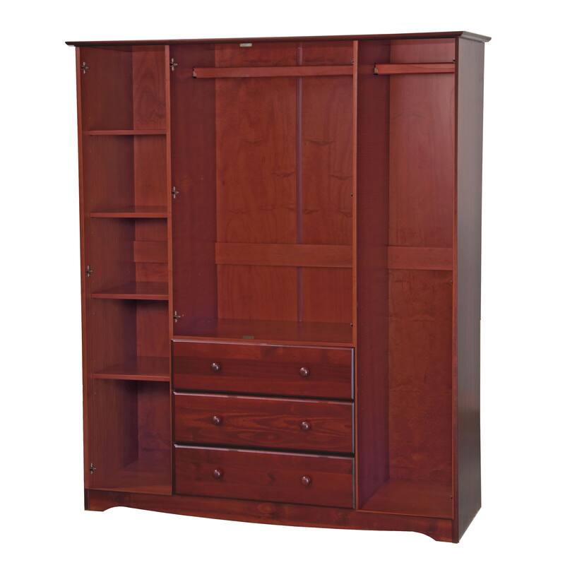 Palace Imports 100% Solid Wood Family Wardrobe Armoire (No Shelves Included)