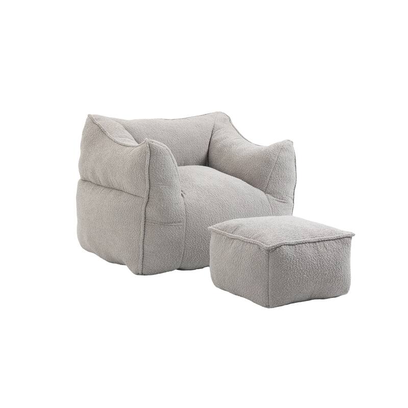 GDFStudio - COOLMORE Boucle Bean Bag Chair with Memory Foam Filling for Ultimate Comfort
