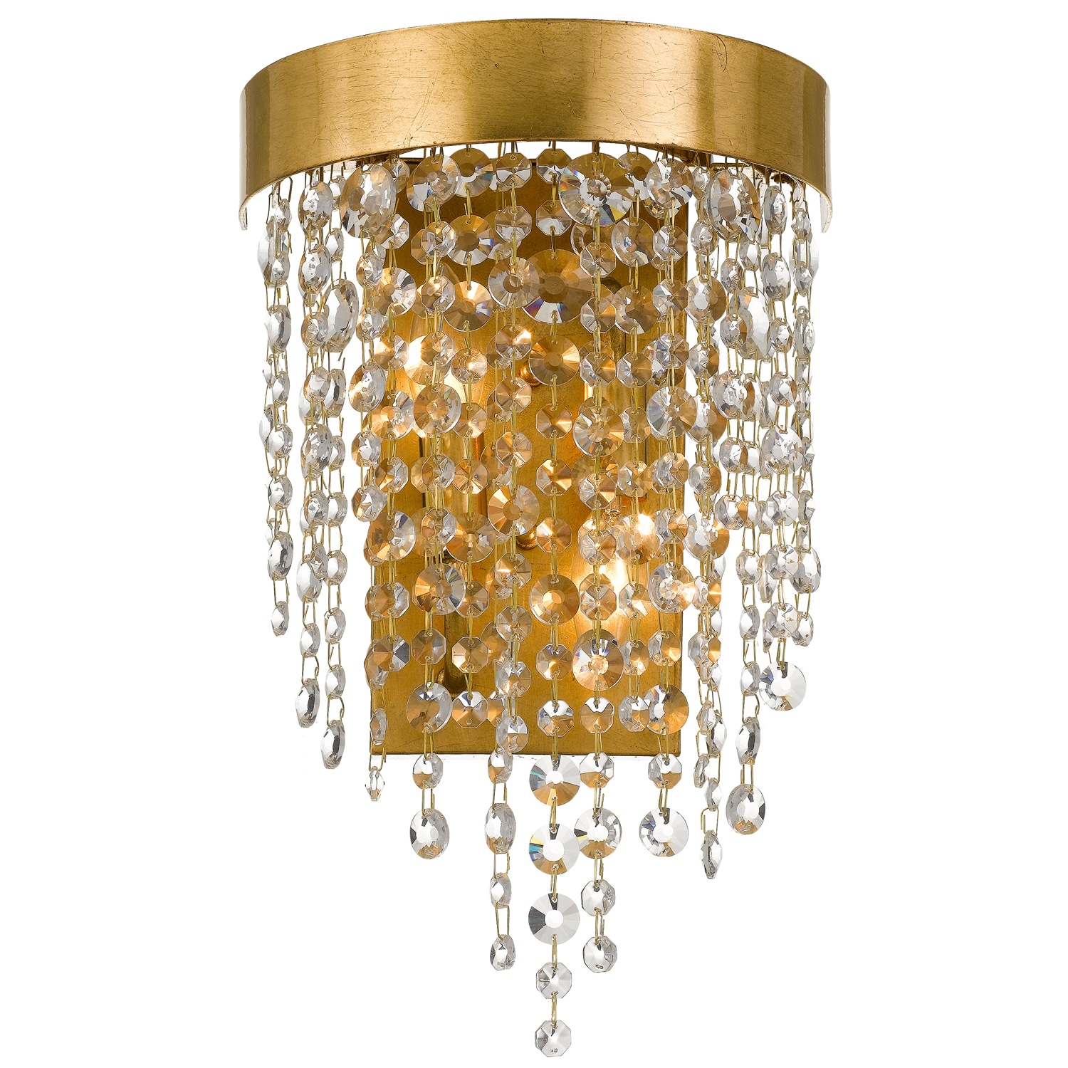 Winham 2 Light Antique Gold Crystal Wall Mount - 9.5'' W x 16'' H x 5.5'' D