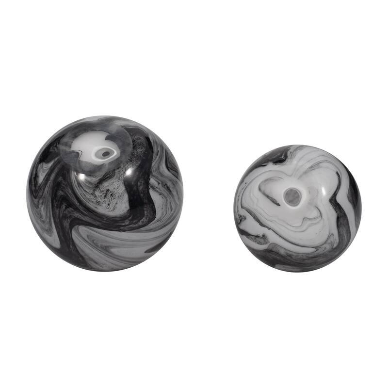 Sagebrook Home 5/6" Glass Orbs - A Timeless Addition to Home Decor Essentials, Set of 2 - 6" x 6" x 6"