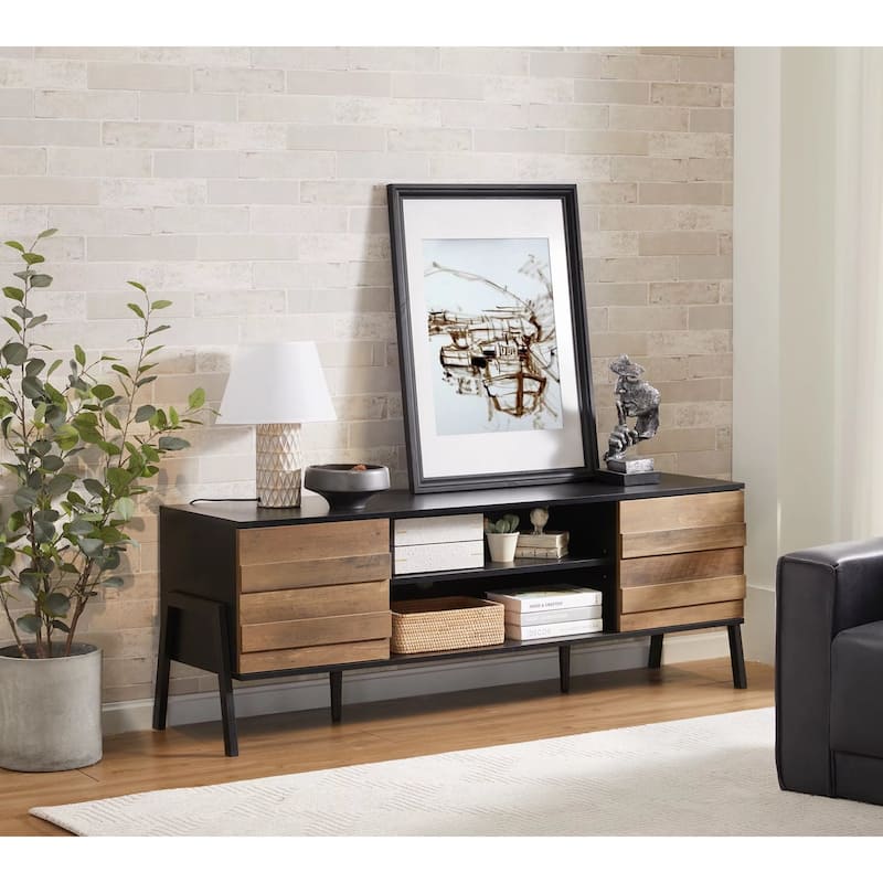 Mid-Century Modern TV Stand for 55"/65"/75" TV Console with LED Light