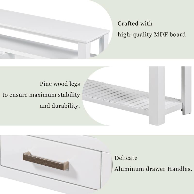 Modern Console Table with 4 Drawers and 2 Shelves