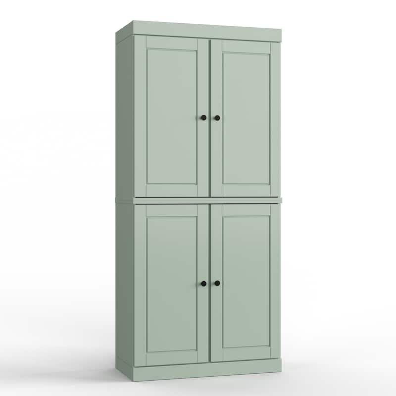 Palace Imports 100% Solid Wood Bathroom & Laundry Storage Cabinet, Raised Panel Doors, Adjustable Shelves, 32" Wide, 71.5" Tall