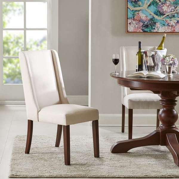 slide 1 of 6, Madison Park Victor Cream Wing Dining Chair (Set of 2) - 18.5"W x 27"D x 39.25"H (2) Set of 2 - Cream - Short