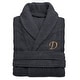 preview thumbnail 17 of 28, Authentic Hotel and Spa Charcoal Grey with Gold Monogrammed Herringbone Weave Turkish Cotton Unisex Bath Robe L/XL - D