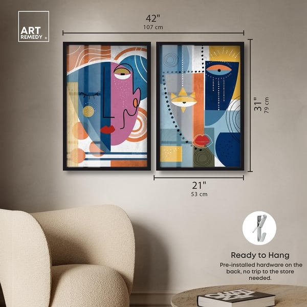 dimension image slide 6 of 18, Abstract Mask Series Living Room Set Shadowbox Print by Art Remedy