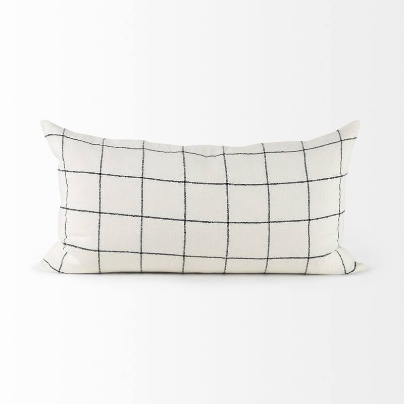 White and Black Grid Accent Pillow Cover