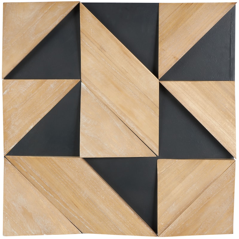 Wood Geometric Dimensional Triangle Wall Decor with Black Backing - Brown - Roche River Decor