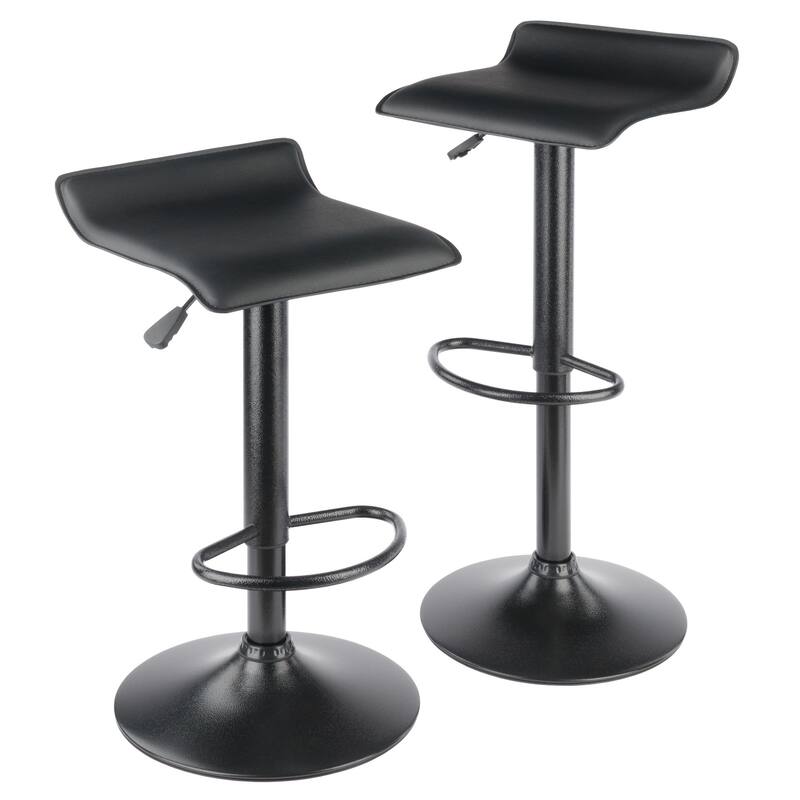 2-Pc Adjustable Swivel Stool Set, Black - 15.1 x 15.1 x 33.35 inches - Black