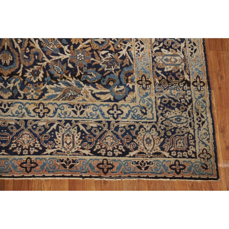 Hand Knotted Oriental 100% Wool Carpet Traditional All-Over Navy Blue & Blues Kerman Area Rug - 7' 0'' X 4' 7''