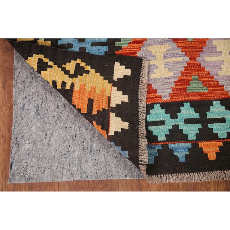 Hand Woven Oriental 100% Wool Carpet Southwestern All-Over Multi-Colored Kilim Area Rug - 9' 8'' X 6' 10''