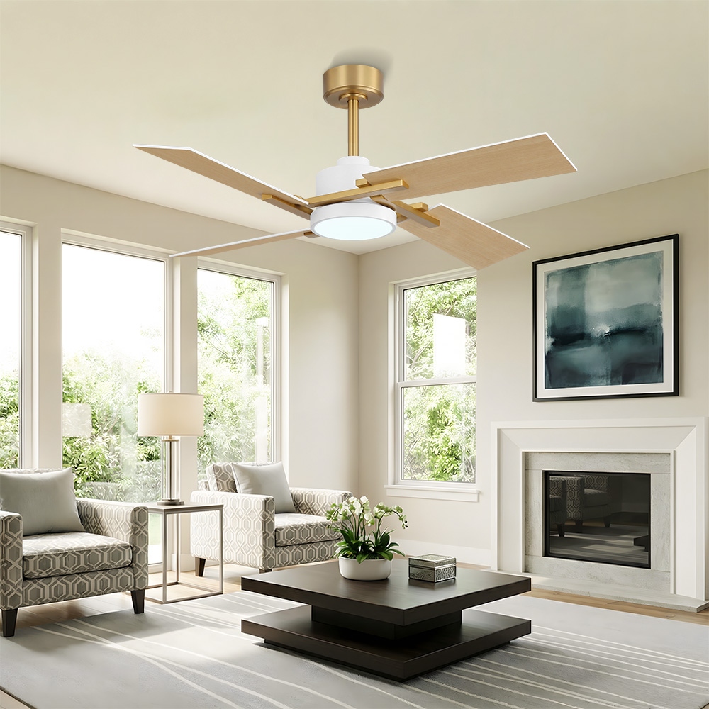 MLiAN 56 In./ 72 In. 4 Plywood Blades Indoor LED Light Ceiling Fan with Remote...