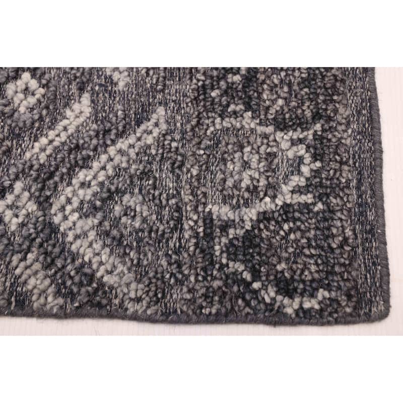 ECARPETGALLERY Hand-knotted Tangier Dark Grey Wool Rug - 5'4 x 7'7