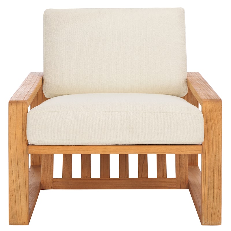 SAFAVIEH Couture Decarlo Boucle Wooden Frame Accent Chair - 30"W x 33"D x 27"H