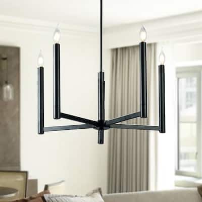Tayon Black 5-Light Modern Candelabra 28-Inch Chandelier