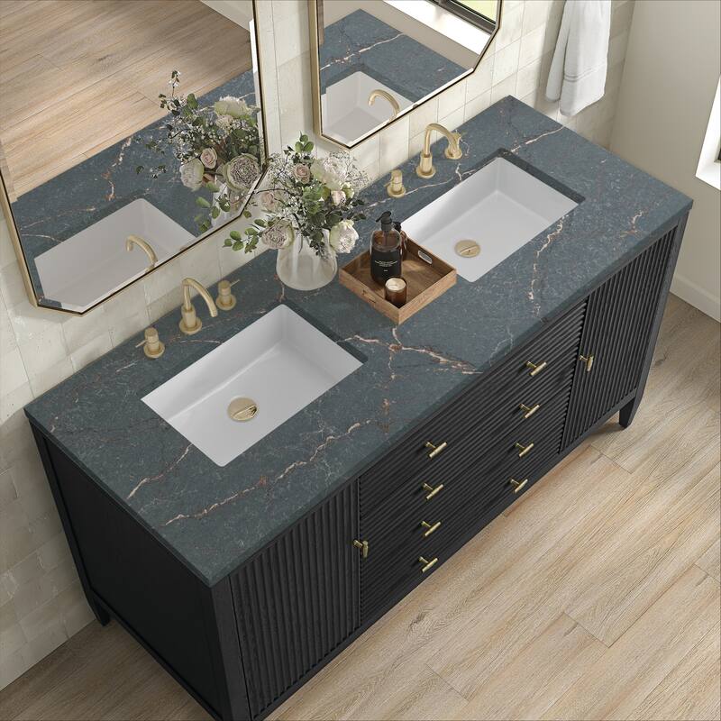 James Martin Vanities 485-V60D-3PBL Myrrin 60" Double Basin Wood