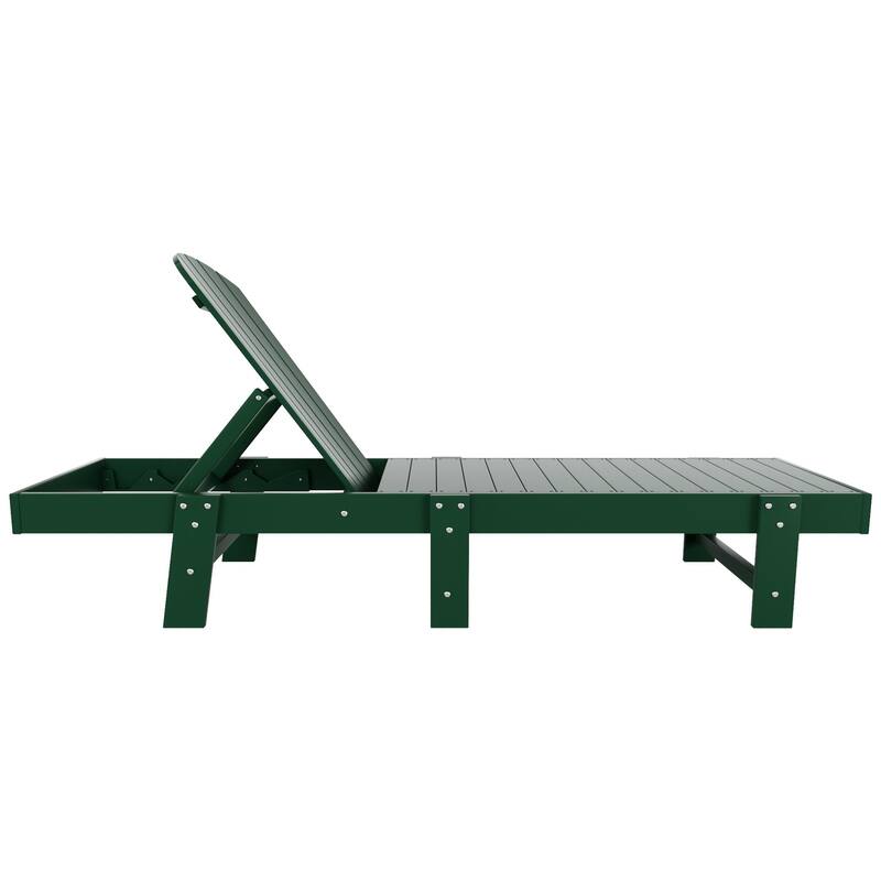 Polytrends Altura Poly Eco-Friendly All Weather Reclining Chaise Lounge with Arms & Side Table (2 Piece Set)
