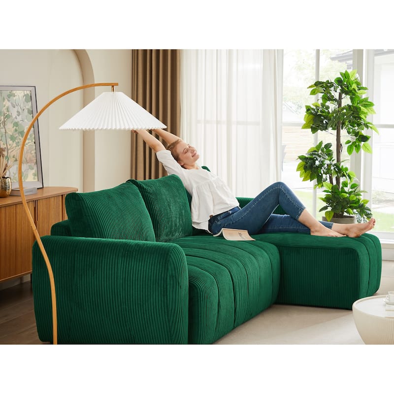 105.2" Corduroy L-Shaped Sectional Sofa with Storage