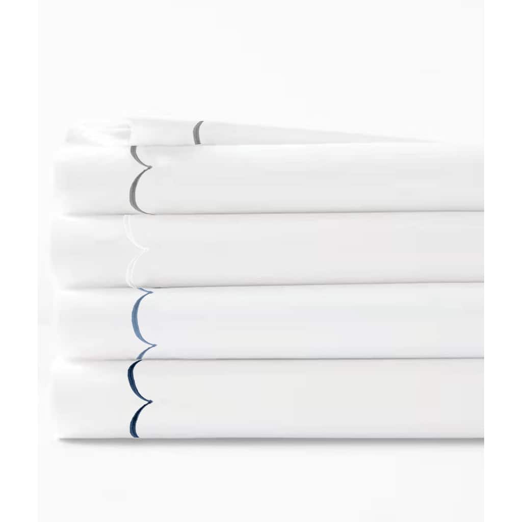 Home Sweet Home Collection 600TC Cotton Scallop Embroidery Pillowcase OR Euro Sham Set