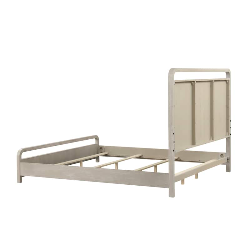 Roundhill Furniture Tavari Wood Panel Bed, Light Gray Finish