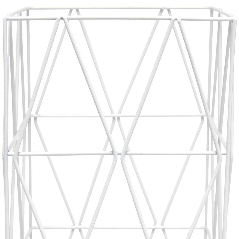 Metal Cage Geometric Table Lamp with Rectangular Shade - 5 x 5 x 10 in. (L x W x H)