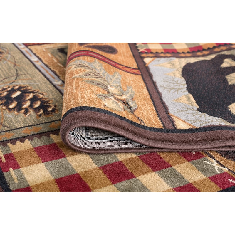 Area Rug & Runner - Lodge Cabin Farmhouse Rugs for Living Room Bedroom Dining Room Kitchen 2x3 / 3x8 / 5x7 / 8x10 / 9x12 / Round