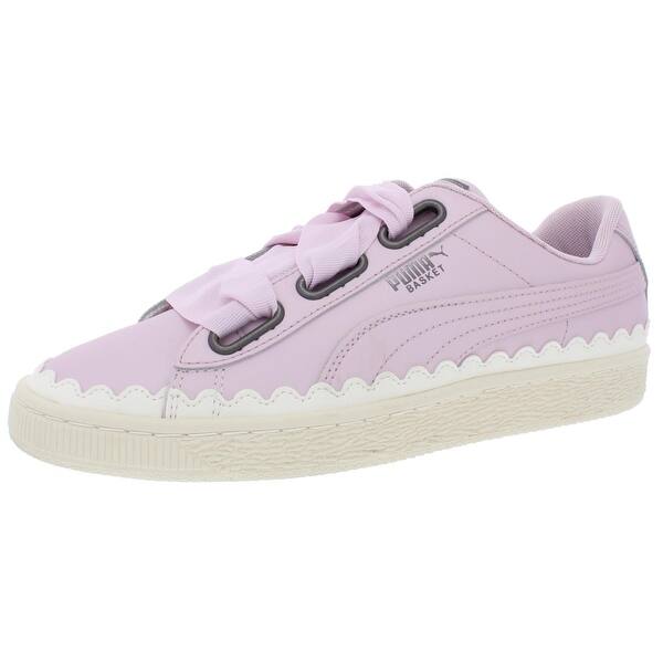 Shop Puma Womens Basket Heart Scallop Casual Shoes Leather Lace Up